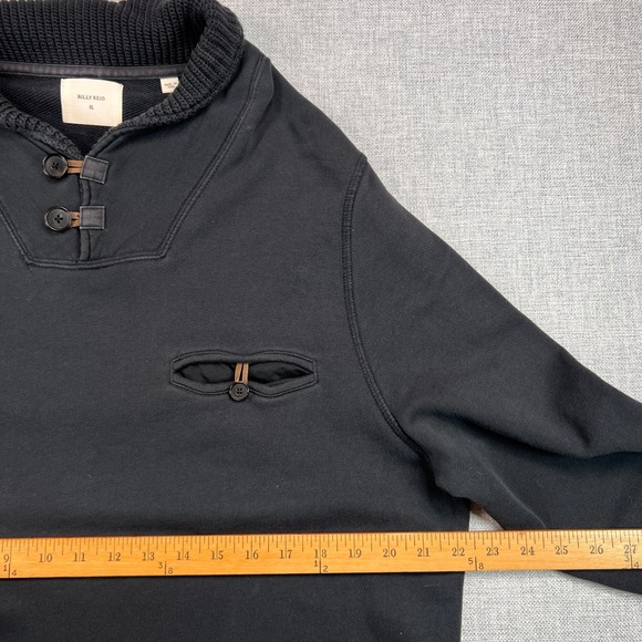 Billy Reid Shiloh Shawl Collar Pullover Sweatshirt Men XL Black Cotton Heritage - Picture 5 of 9